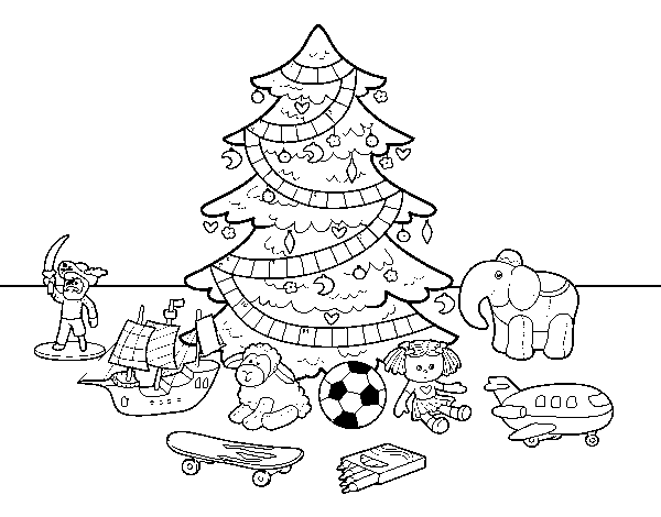 Dibuix de Arbre de Nadal i joguines per Pintar on-line