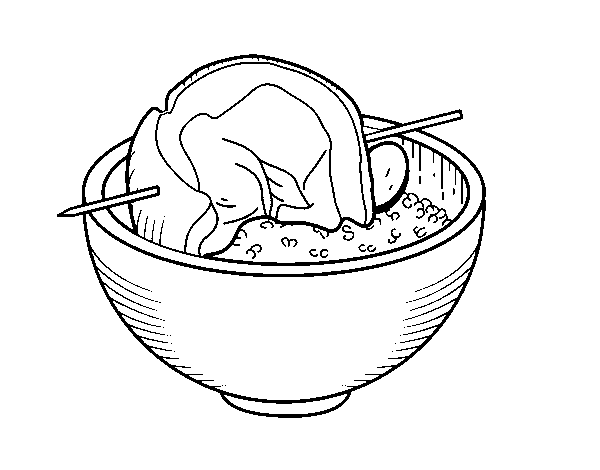 Dibuix de Broqueta de carn amb arròs per Pintar on-line