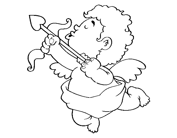 Dibuix de Cupido i la seva fletxa per Pintar on-line