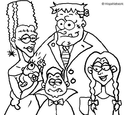 Dibuix de Família de monstres per Pintar on-line