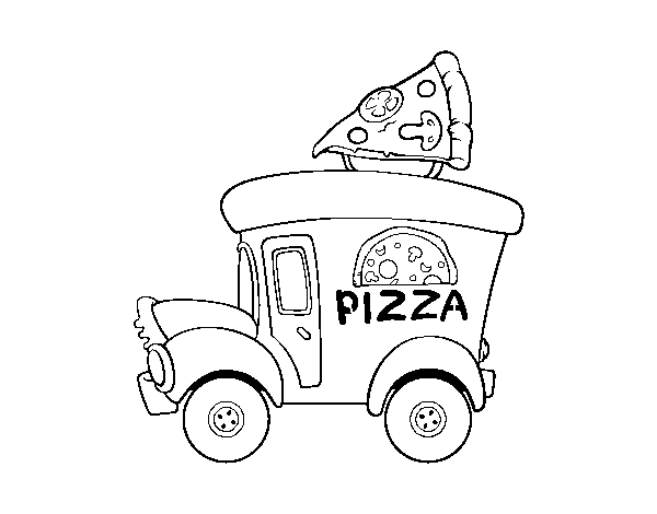 Dibuix de Food truck de pizza per Pintar on-line