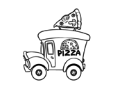 Dibuix de Food truck de pizza per pintar
