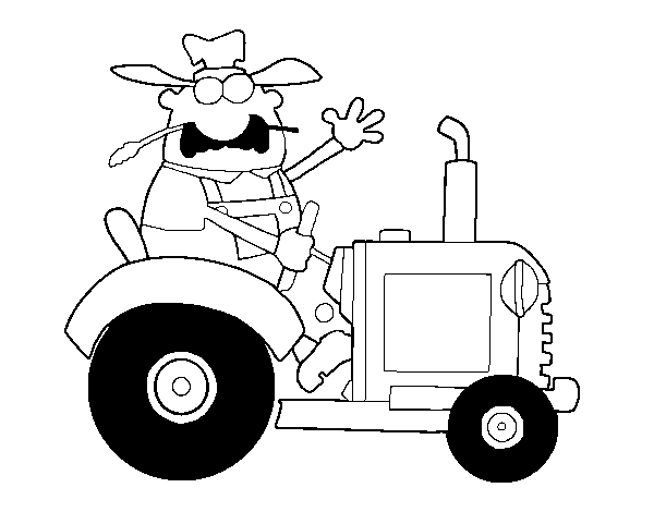 Dibuix de Granger en el seu tractor per Pintar on-line