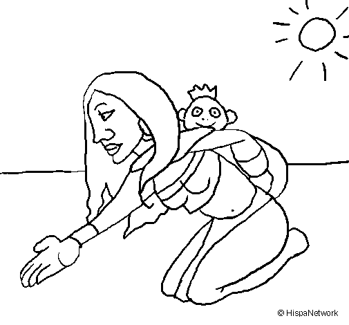 Dibuix de Mare i fill  per Pintar on-line