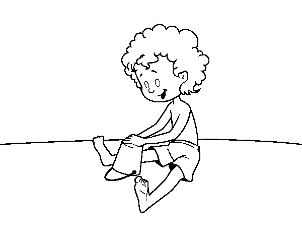 Dibuix de Nen jugant a la sorra per Pintar on-line