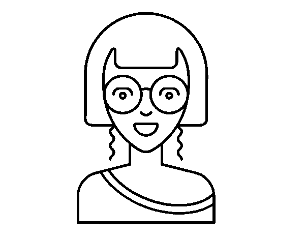Dibuix de Noia amb ulleres rodones per Pintar on-line