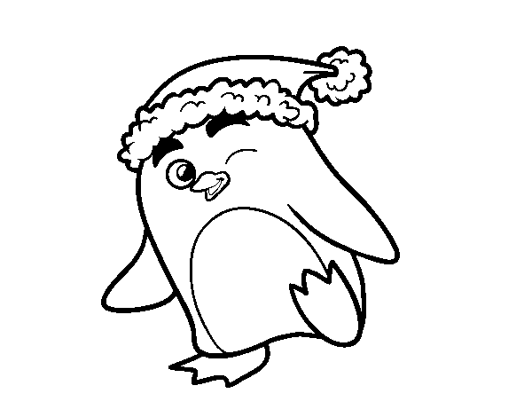 Dibuix de Pingüí amb gorra de Nadal per Pintar on-line