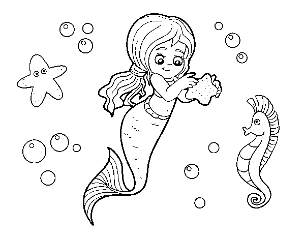 Dibuix de Sirena preciosa per Pintar on-line