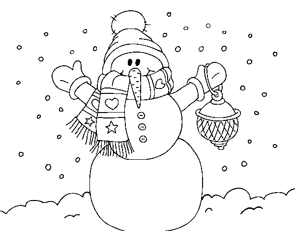 Dibuix de Un ninot de neu nadalenc per Pintar on-line