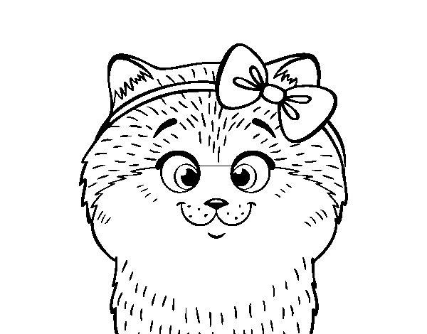 Dibuix de Una gateta amb llaç per Pintar on-line