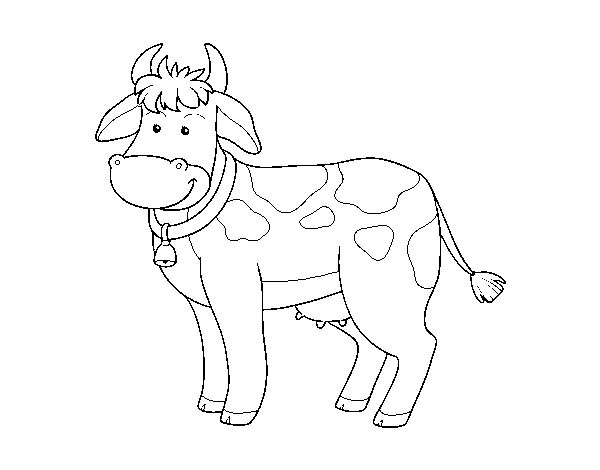 Dibuix de Vaca de granja per Pintar on-line