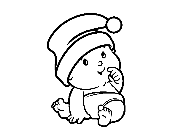 Dibuix de Bebè amb gorro de Pare Noel per Pintar on-line