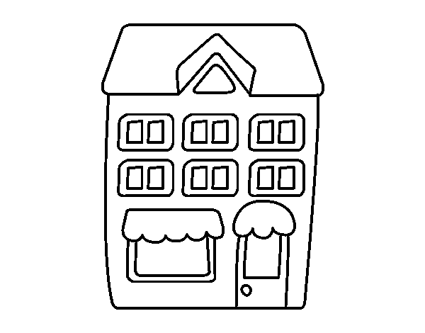 Dibuix de Casa amb pisos per Pintar on-line