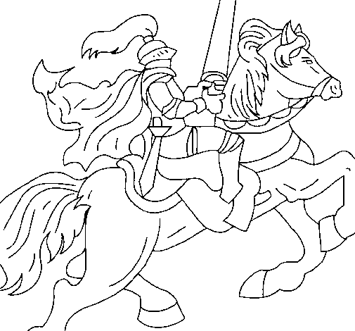 Dibuix de Cavaller a cavall per Pintar on-line