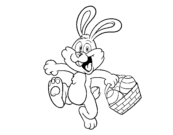 Dibuix de Conill buscant ous de Pasqua per Pintar on-line