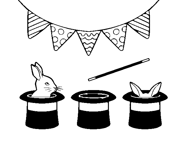 Dibuix de Conills i barrets de copa per Pintar on-line
