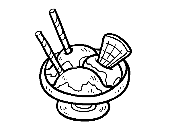 Dibuix de Copa de gelat per Pintar on-line