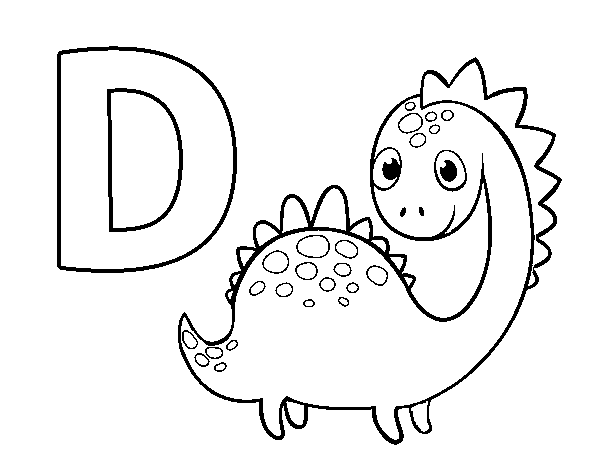 Dibuix de D de Dinosaure per Pintar on-line