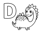 Dibuix de D de Dinosaure per pintar