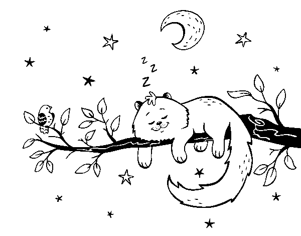 Dibuix de El gat i la lluna per Pintar on-line