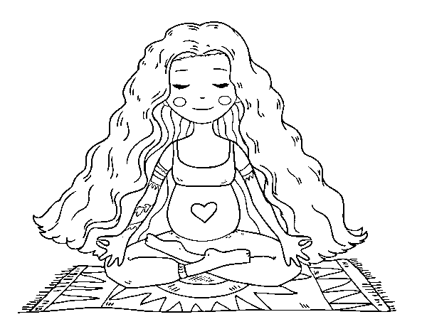 Dibuix de Embarassada practicant ioga per Pintar on-line