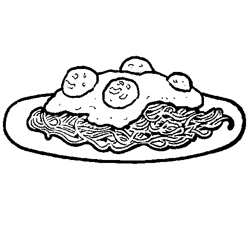 Dibuix de Espaguetis amb carn per Pintar on-line