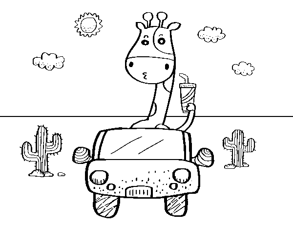 Dibuix de Girafa conduint per Pintar on-line
