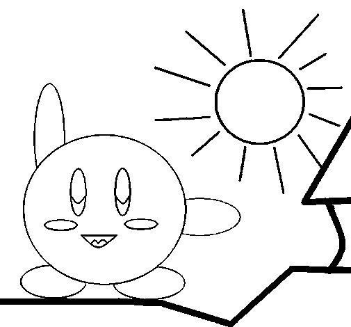 Dibuix de Kirby en un dia assolellat per Pintar on-line