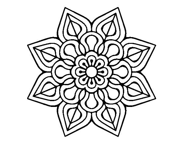 Dibuix de Mandala de flor senzilla per Pintar on-line