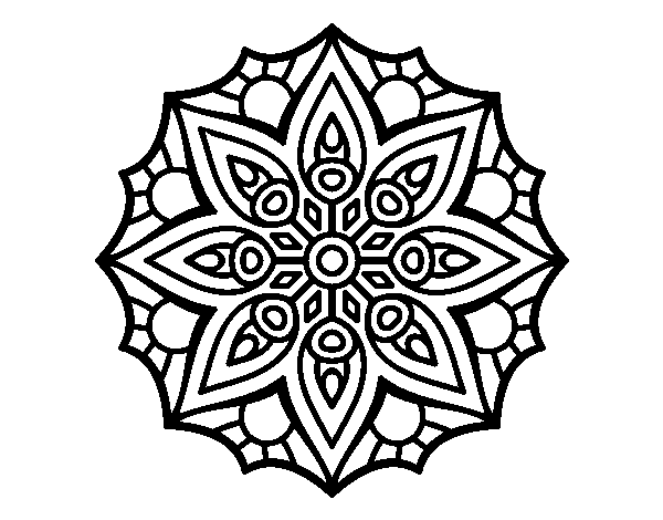 Dibuix de Mandala simetria senzilla per Pintar on-line