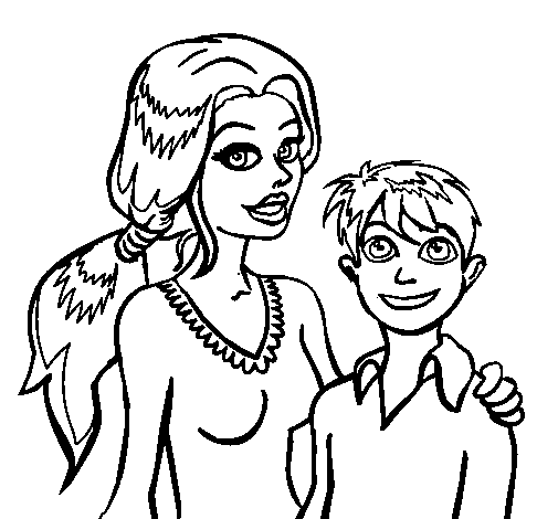 Dibuix de Mare i fill per Pintar on-line