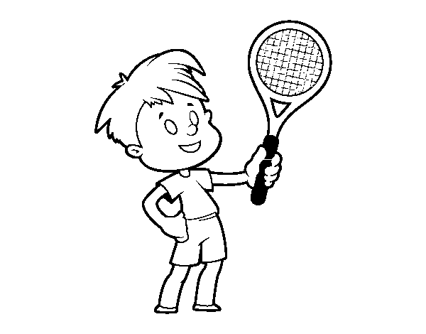 Dibuix de Nen amb raqueta per Pintar on-line