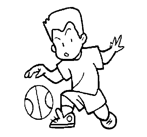 Dibuix de Nen botant la pilota  per Pintar on-line