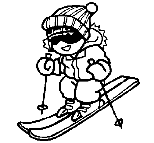 Dibuix de Nen esquiant  per Pintar on-line