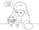 Dibujo de Ovelleta acolorint ous de Pasqua