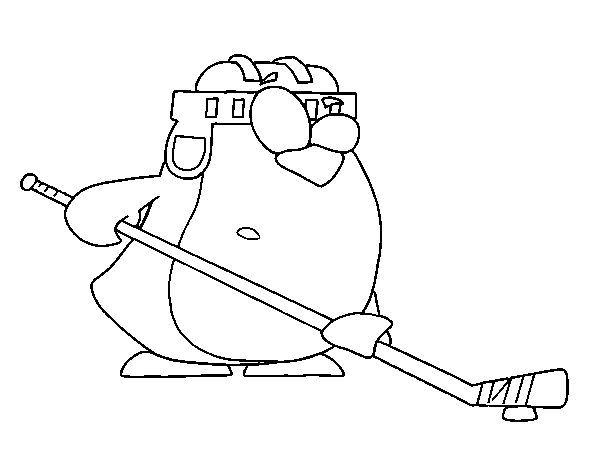 Dibuix de Pingüí jugant a hoquei per Pintar on-line