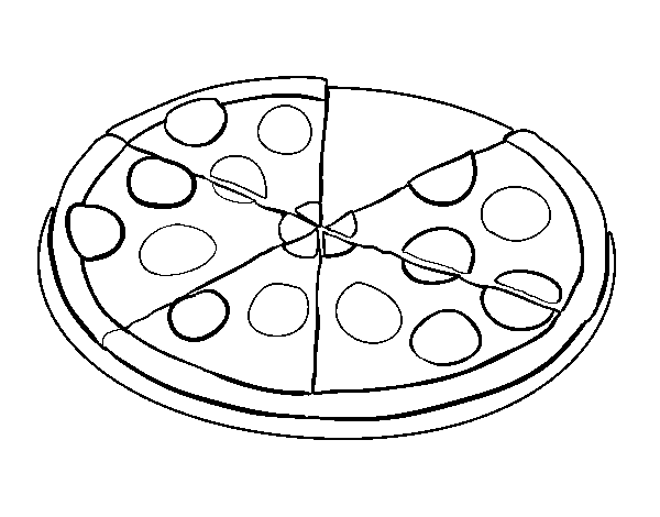 Dibuix de Pizza de pepperoni per Pintar on-line