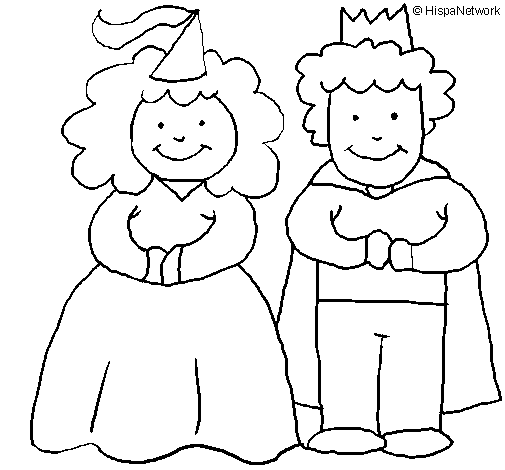 Dibuix de Princesa i rei per Pintar on-line