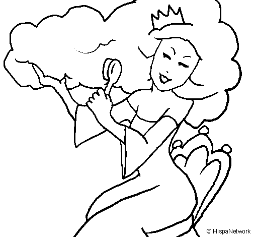 Dibuix de Princesa pentinant-se per Pintar on-line