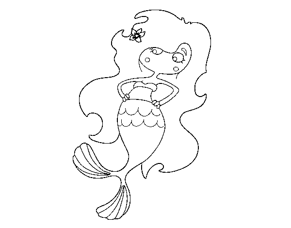 Dibuix de Sirena amb els braços a la Cardero per Pintar on-line