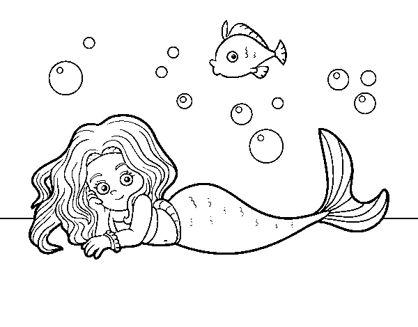 Dibuix de Sirena bonica per Pintar on-line