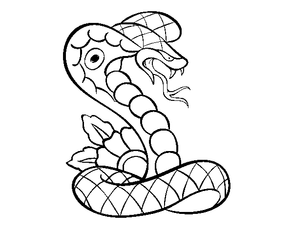 Dibuix de Tatuatge de cobra per Pintar on-line