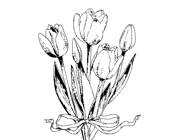 Dibuix de Tulipes amb llaç per Pintar on-line