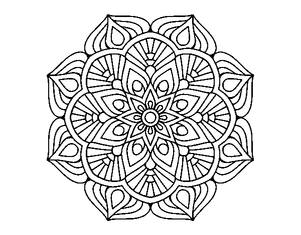 Dibuix de Un mandala de flor oriental per Pintar on-line