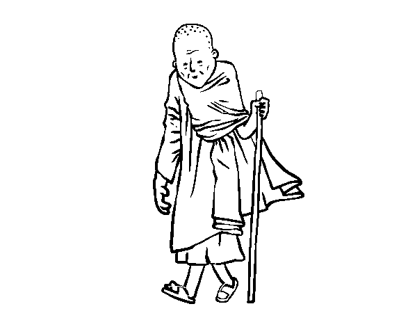 Dibuix de Un monjo budista per Pintar on-line