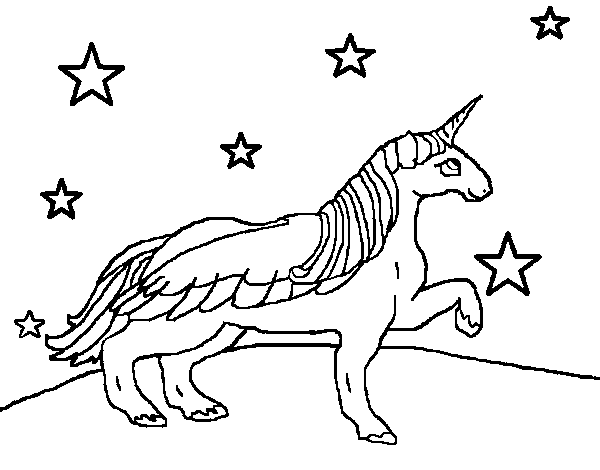 Dibuix de Unicorn mirant les estrelles per Pintar on-line