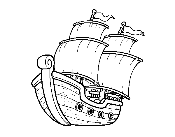 Dibuix de Vaixell de vela per Pintar on-line