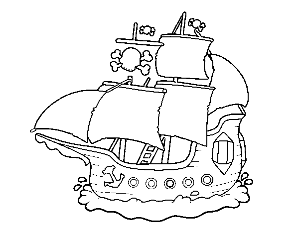 Dibuix de Vaixell pirata per Pintar on-line