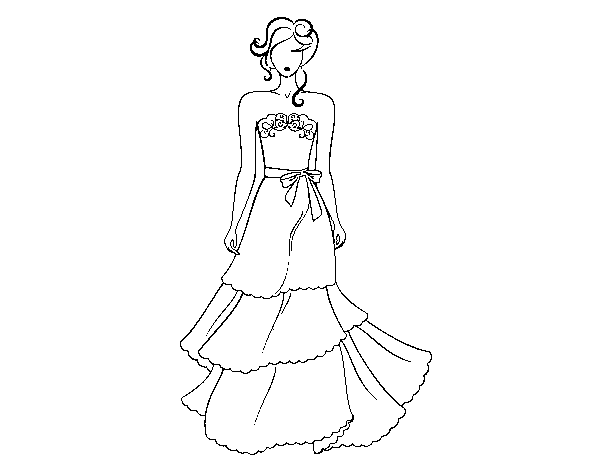 Dibuix de Vestit de boda paraula d'honor per Pintar on-line